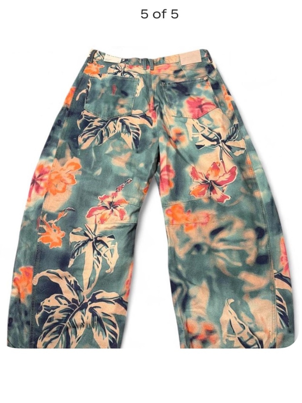 Free People Good Luck Barrel Jeans Pool Floral NWT Size 31 - Picture 4 of 5